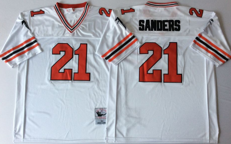 NCAA Men Atlanta Falcons White 21 SANDERS